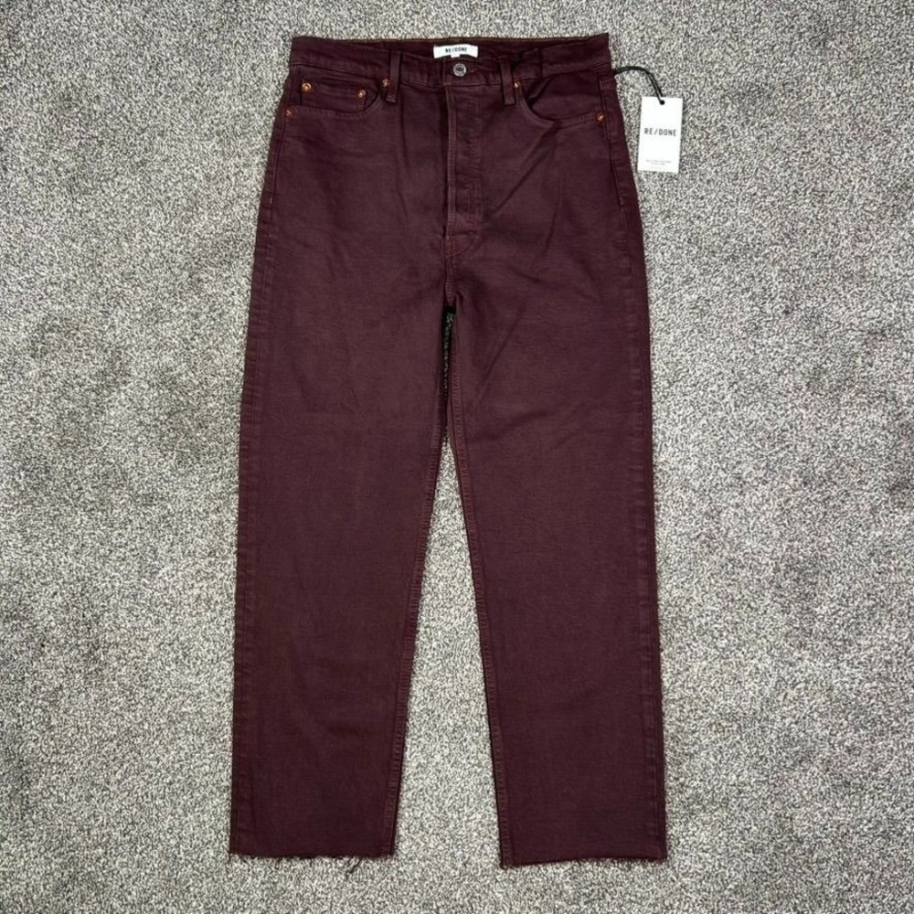 NEW Re/Done 70s Ultra High Rise Stove Pipe Jeans Washed Plum Womens 30
